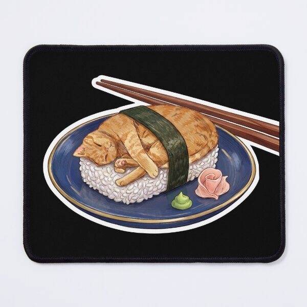 Item preview, Kawaii Sushi Cat Nigiri With Chopsticks designed and sold by Retro Whiskers.