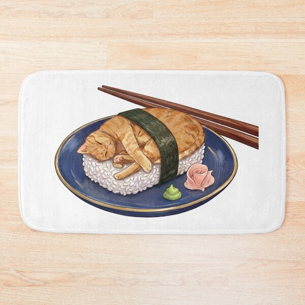 Item preview, Kawaii Sushi Cat Nigiri With Chopsticks designed and sold by Retro Whiskers.