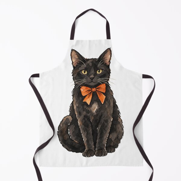 Item preview, Vintage Watercolor Black Cat with Orange Bow designed and sold by Jessie's Palette.