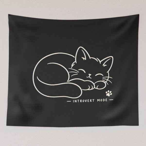 Item preview, Sleeping Cat Line Art with Introvert Mode Typography designed and sold by MetaModel Editions.