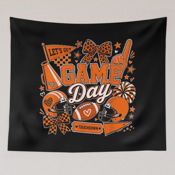 Item preview, Game Day Football Season Black & Orange Cheer designed and sold by EricCotanori.