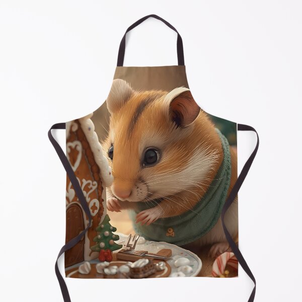 Item preview, Adorable Hamster Examining Miniature Gingerbread House Christmas Art designed and sold by VibranPalette.