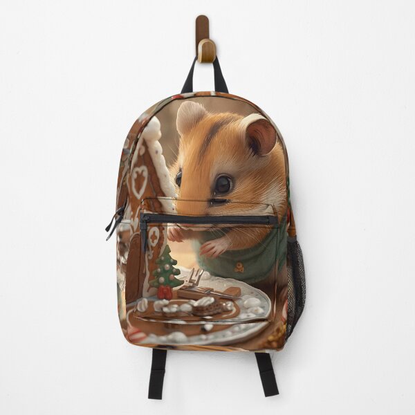 Item preview, Adorable Hamster Examining Miniature Gingerbread House Christmas Art designed and sold by VibranPalette.