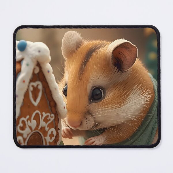 Item preview, Adorable Hamster Examining Miniature Gingerbread House Christmas Art designed and sold by VibranPalette.