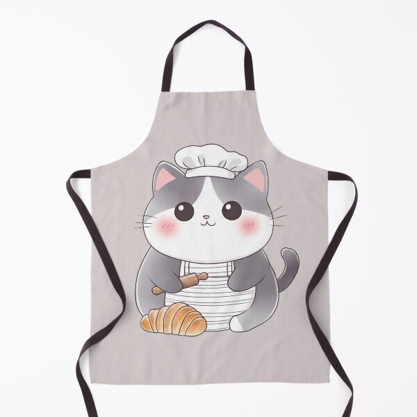 Item preview, Kawaii Baker Cat Baking Croissant Chef Kitten designed and sold by NadinArtStudio.