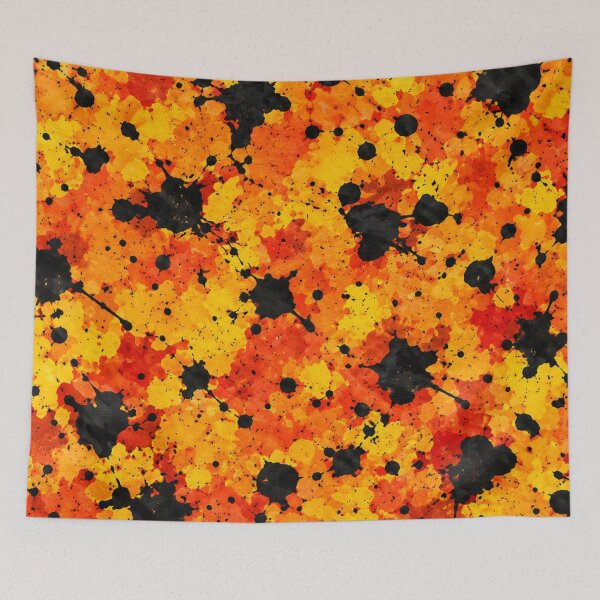 Item preview, Fiery Amber and Black Splatter Action Abstract Art designed and sold by THE SPLATTERED HAUS BY SAGE BANKS.
