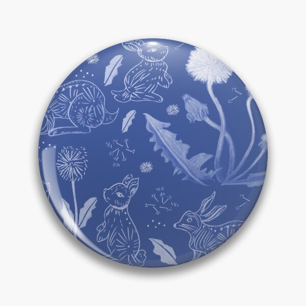 Item preview, Dandelions And Hares Rabbit Modern Toile Dreamy Midnight Blue designed and sold by Designs by Sara Felton.