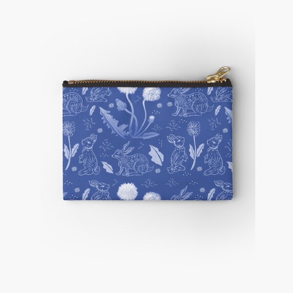 Item preview, Dandelions And Hares Rabbit Modern Toile Dreamy Midnight Blue designed and sold by Designs by Sara Felton.
