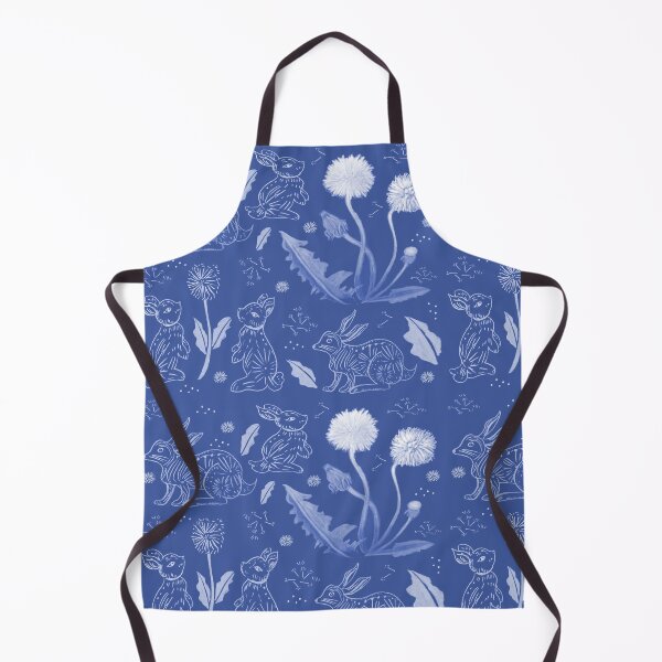 Item preview, Dandelions And Hares Rabbit Modern Toile Dreamy Midnight Blue designed and sold by Designs by Sara Felton.