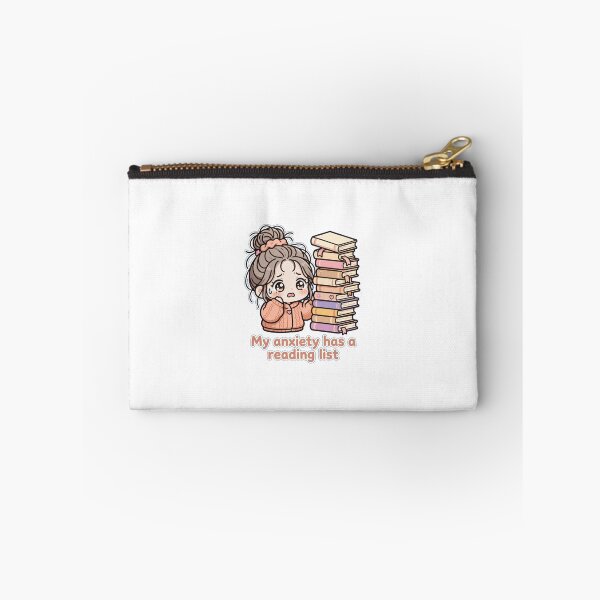 Item preview, My Anxiety Has a Reading List - Cute Anxious Girl with Book Stack - Funny Mental Health Book Lover Sticker designed and sold by Cozy Book Club.