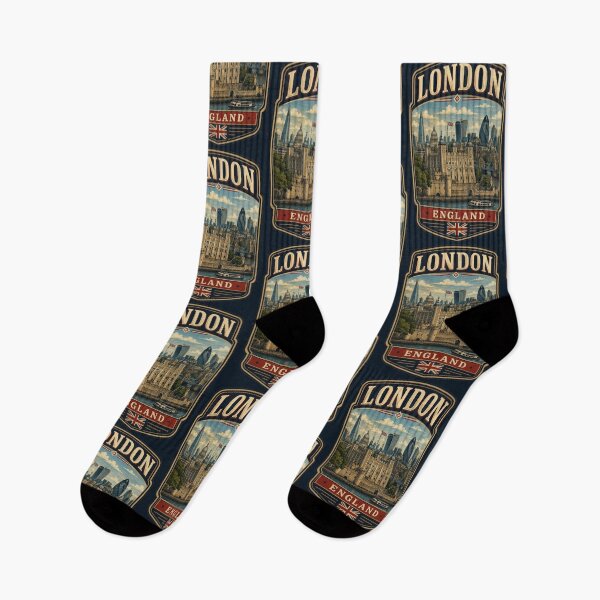 Item preview, London England Travel Poster Vintage Skyline Art | Tower of London Souvenir Badge Design designed and sold by Travel Souvenirs 30.