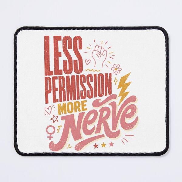 Item preview, Less Permission More Nerve – Retro Women Empowerment Quote designed and sold by ice-apparel.