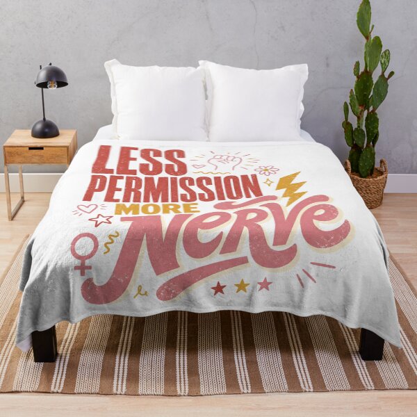 Item preview, Less Permission More Nerve – Retro Women Empowerment Quote designed and sold by ice-apparel.