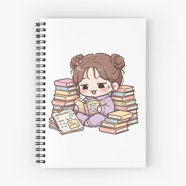 Item preview, Procrastination Reading - Funny Girl Reading Instead of Homework - Cute Book Lover Procrastinator Sticker designed and sold by Cozy Book Club.