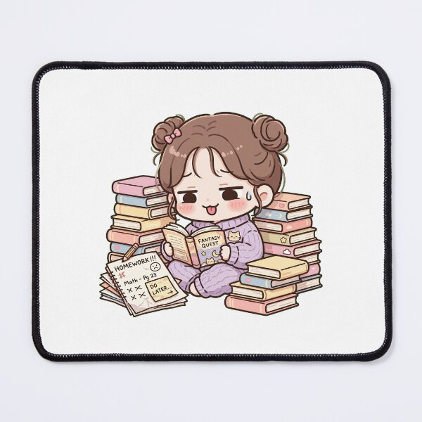 Item preview, Procrastination Reading - Funny Girl Reading Instead of Homework - Cute Book Lover Procrastinator Sticker designed and sold by Cozy Book Club.