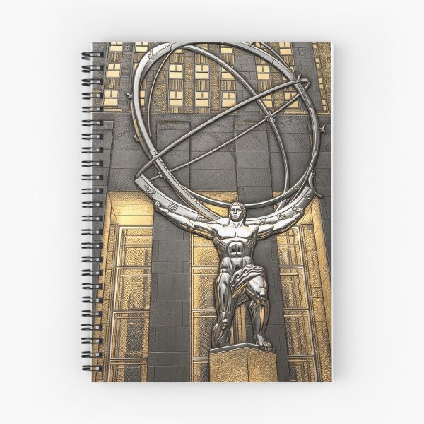 Item preview, Atlas in Gold & Steel: Etched Rockefeller Center Lithograph designed and sold by CleverCulture.