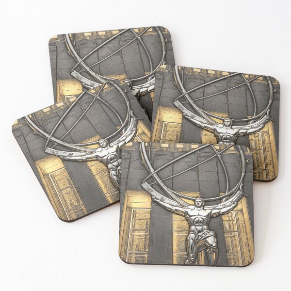 Item preview, Atlas in Gold & Steel: Etched Rockefeller Center Lithograph designed and sold by CleverCulture.