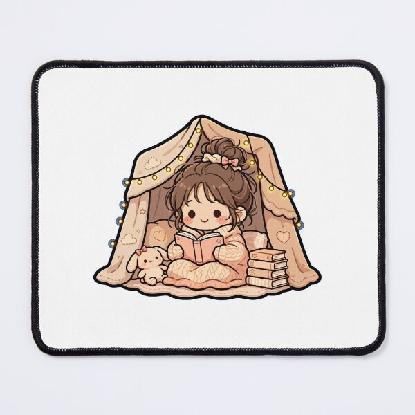 Item preview, Blanket Fort Reading Nook - Cute Girl in Blanket Fort with Fairy Lights - Cozy Book Lover Gift - Book Nook Sticker designed and sold by Cozy Book Club.