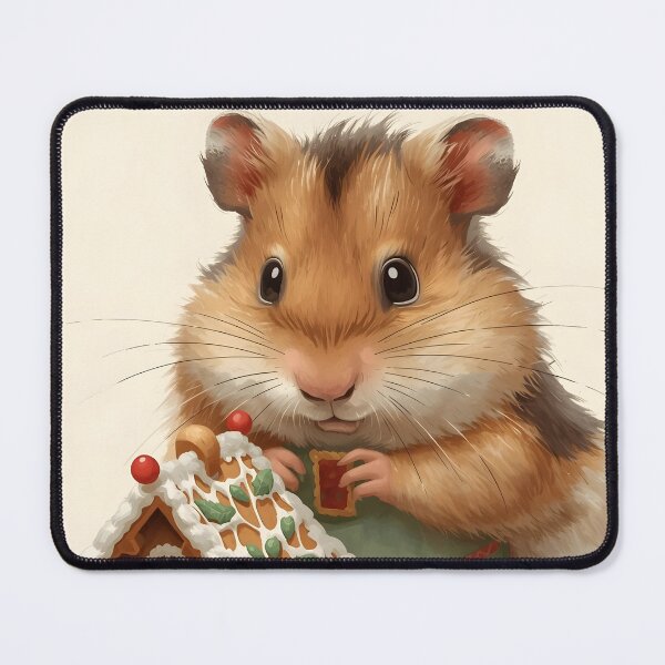 Item preview, Cute Hamster Baker Decorating Gingerbread House Festive Art designed and sold by VibranPalette.