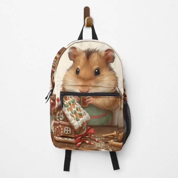 Item preview, Cute Hamster Baker Decorating Gingerbread House Festive Art designed and sold by VibranPalette.