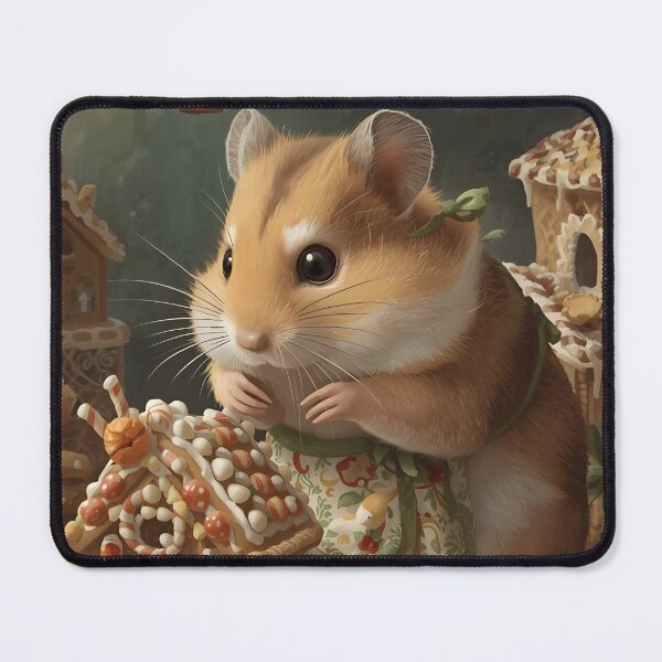 Item preview, Cute Hamster Decorating Miniature Gingerbread House Christmas Art designed and sold by VibranPalette.