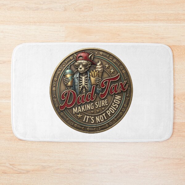 Item preview, Dad Tax Skeleton Cat Vintage Bronze Medallion designed and sold by Retro Whiskers.