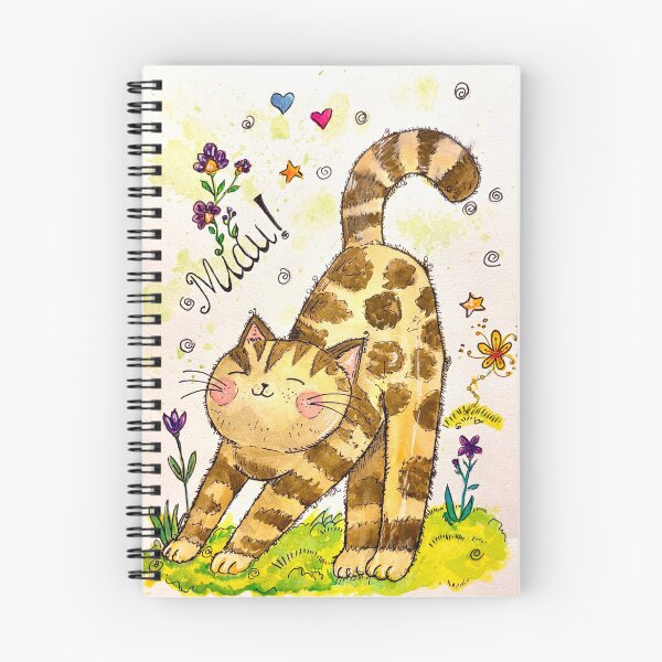Item preview, Stretching Tabby Cat Miau Watercolor Art Print | Cute Whimsical Kitty designed and sold by TrazosDelSurArt.