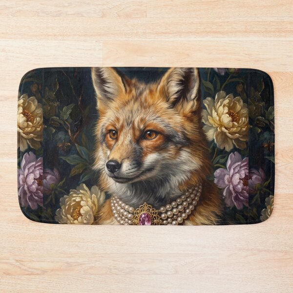 Item preview, Regal Fox Portrait with Pink Gem Brooch designed and sold by Real Beast Art.