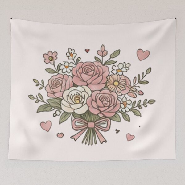 Item preview, Pink Rose Floral Bouquet Tied with Ribbon  designed and sold by Rehnair.