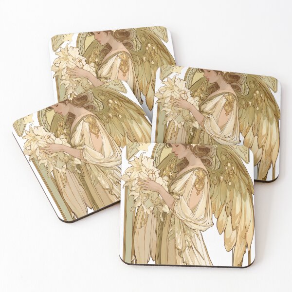 Item preview, Art nouveau Christmas angel card designed and sold by MendaciousMina.