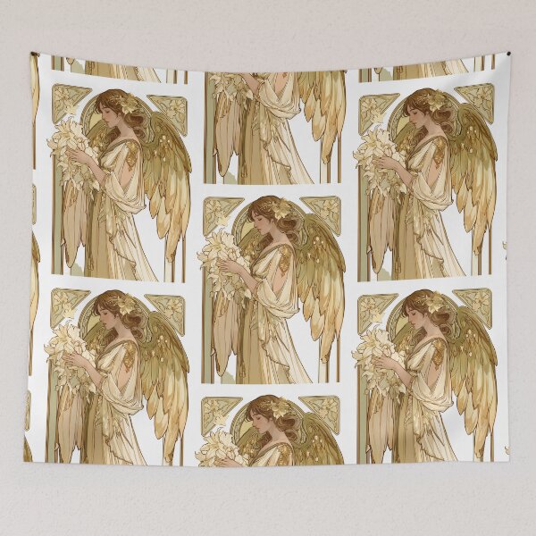Item preview, Art nouveau Christmas angel card designed and sold by MendaciousMina.