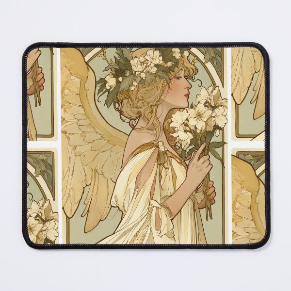 Item preview, Art nouveau Christmas angel card designed and sold by MendaciousMina.