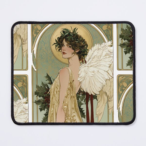 Item preview, Art nouveau Christmas angel card designed and sold by MendaciousMina.