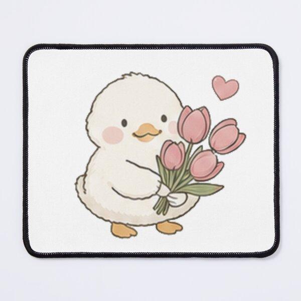 Item preview, Cute Baby Duck Holding Tulip Bouquet Aesthetic designed and sold by Rehnair.