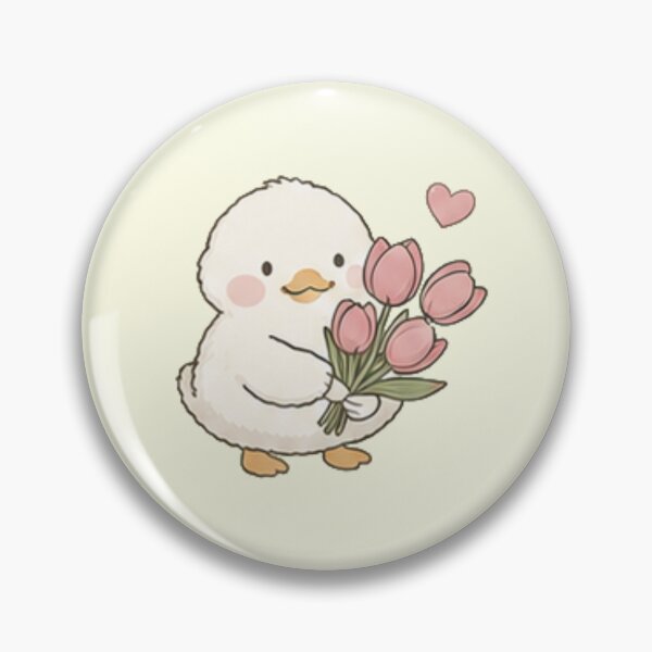 Item preview, Cute Baby Duck Holding Tulip Bouquet Aesthetic designed and sold by Rehnair.