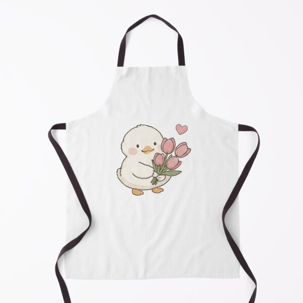 Item preview, Cute Baby Duck Holding Tulip Bouquet Aesthetic designed and sold by Rehnair.