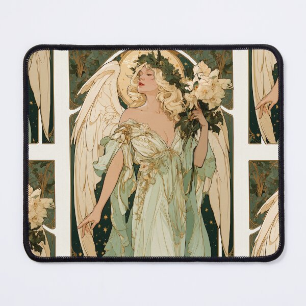 Item preview, Art nouveau Christmas angel card designed and sold by MendaciousMina.