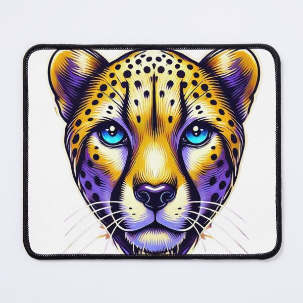 Item preview, Colorful Cheetah Face | Vibrant Purple & Gold Big Cat Art designed and sold by Marie Gems.
