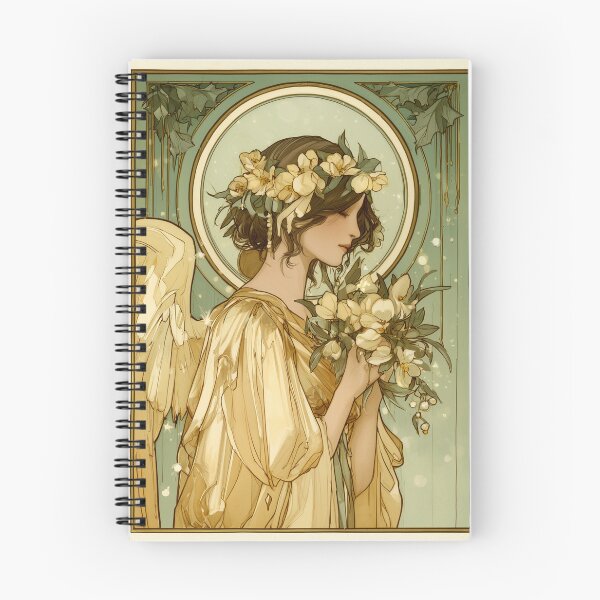 Item preview, Art nouveau Christmas angel card designed and sold by MendaciousMina.