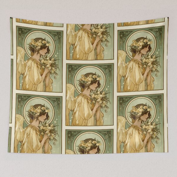 Item preview, Art nouveau Christmas angel card designed and sold by MendaciousMina.