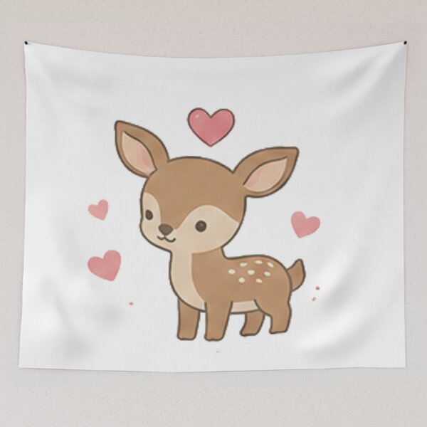 Item preview, Cute Baby Deer Fawn Pink Hearts Cottagecore Aesthetic designed and sold by Rehnair.