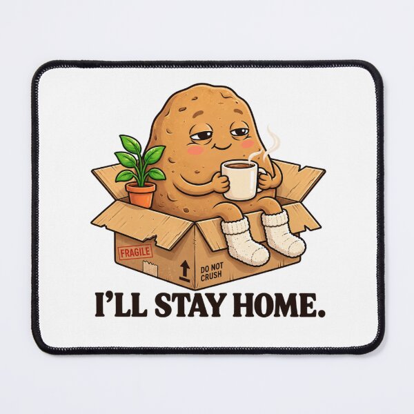 Item preview, I'll Stay Home – Funny Potato Coffee Kawaii | Cozy Introvert Homebody Cartoon designed and sold by MrDev.