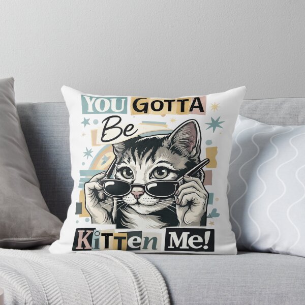 Item preview, You Gotta Be Kitten Me Funny Cat Pun | Retro Collage Cat Design designed and sold by Marie Gems.