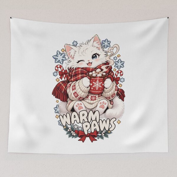 Item preview, Warm Paws Hot Cocoa Christmas Cat designed and sold by WelLarsDigitals.