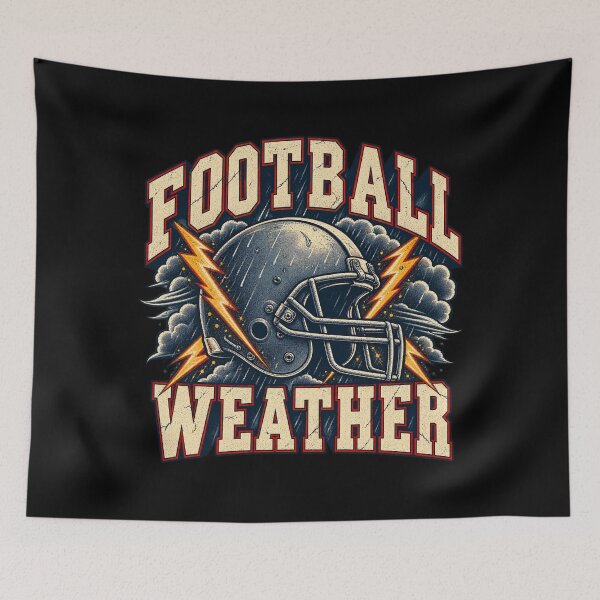 Aperçu de l'œuvre Stormy Football Weather Helmet créée et vendue par Side Quest Co..