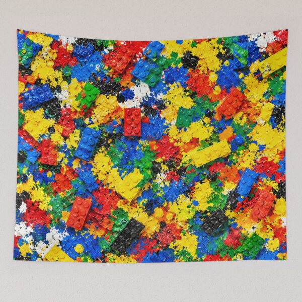 Item preview, Colorful Toy Bricks and Paint Splatter Mixed Media Art designed and sold by THE SPLATTERED HAUS BY SAGE BANKS.