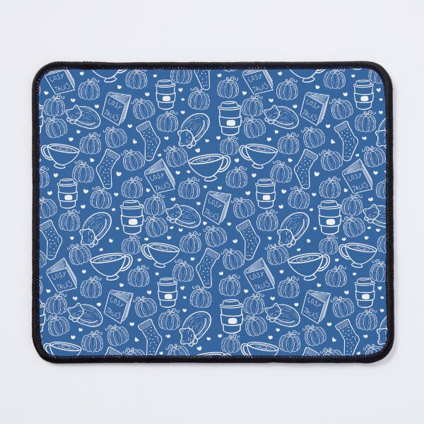 Item preview, Blue Autumnal Cozy Repeat Print Pumpkin Books Cats designed and sold by ClarissaDoodles.