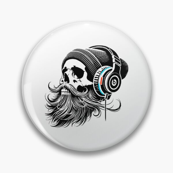 Item preview, Beanie Skull With Beard And Headphones designed and sold by Contessai Babbaby.