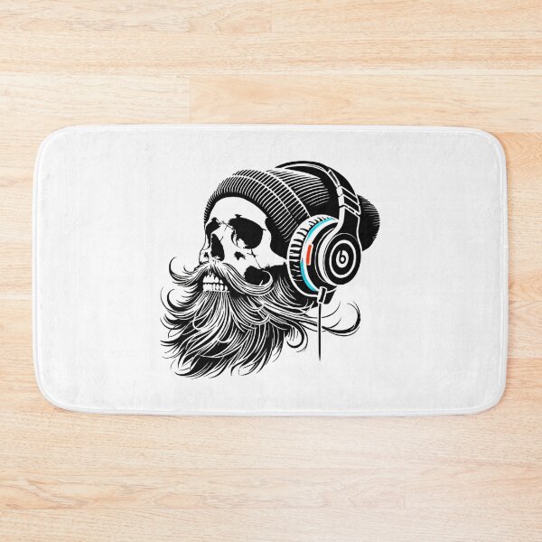 Item preview, Beanie Skull With Beard And Headphones designed and sold by Contessai Babbaby.