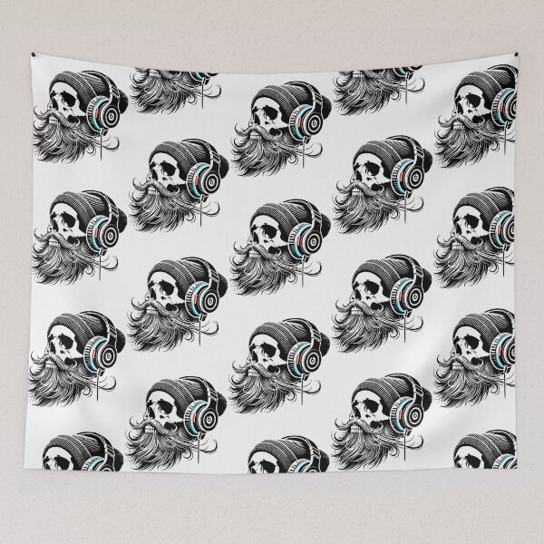 Item preview, Beanie Skull With Beard And Headphones designed and sold by Contessai Babbaby.